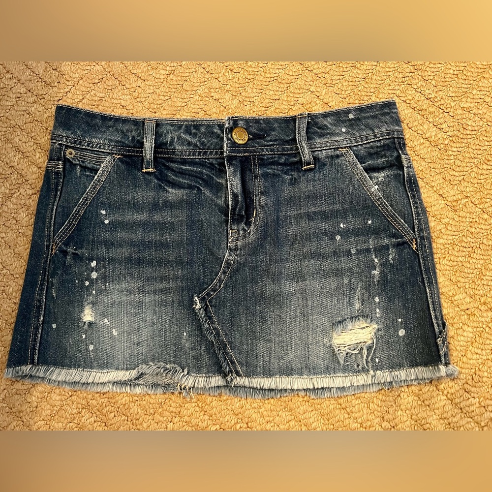 American Eagle Outfitters Blue Distressed Mini Skirt